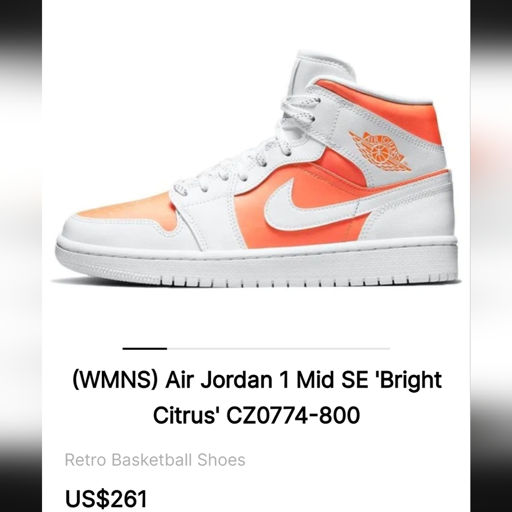 Air jordan 1 mid bright citrus W9/M7.5